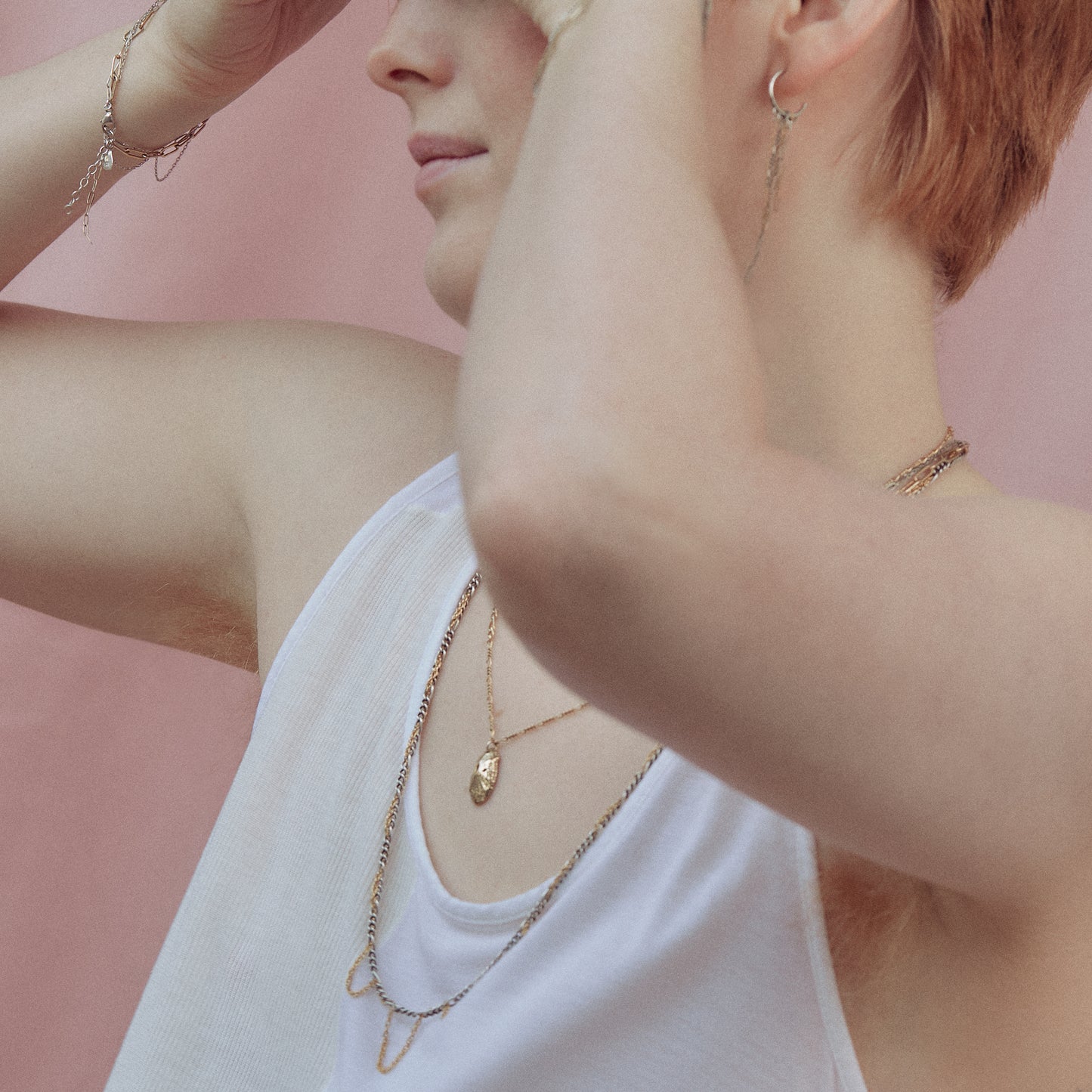 TANGLED GOLD & SILVER MIXED-CHAIN BRACELET