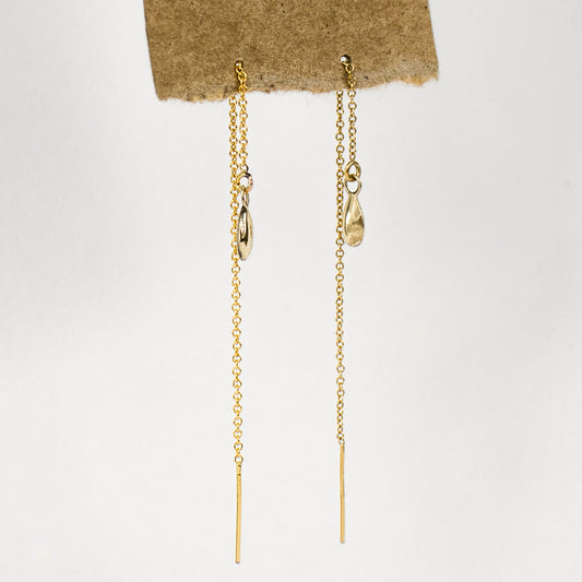 Solid reclaimed 10k gold seed charms on gold-filled fine-chain threaders handmade and finished in our Catskills store-studio and available as singles to mix-and-match.