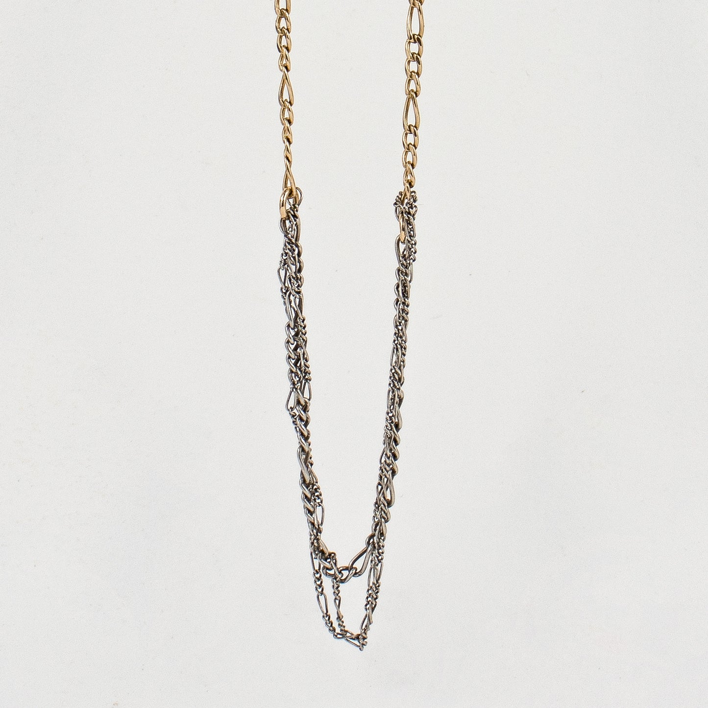 Tangled reclaimed sterling silver and gold-filled mixed Figaro chains adjustable 20 - 24 inches and handmade and finished in our Catskills store-studio.