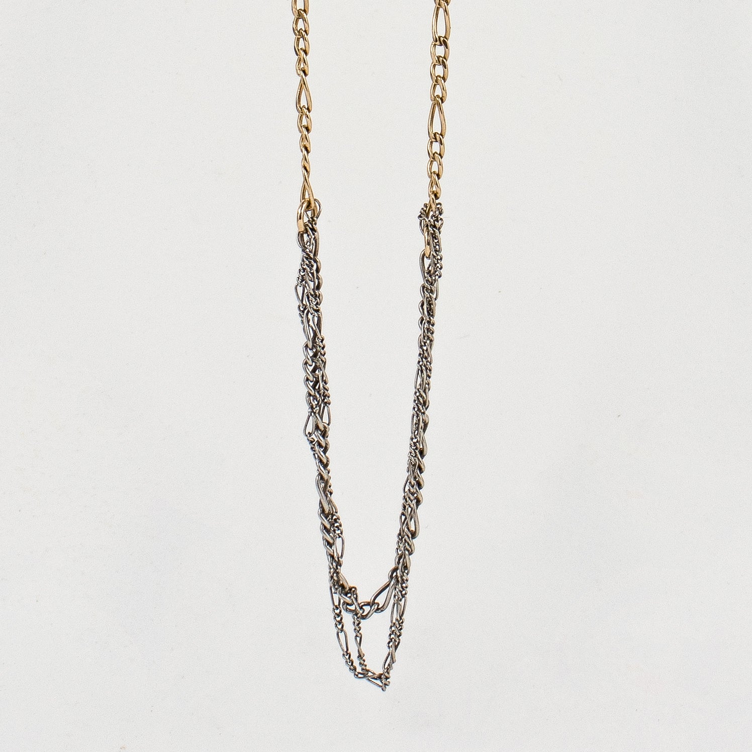 Tangled reclaimed sterling silver and gold-filled mixed Figaro chains adjustable 20 - 24 inches and handmade and finished in our Catskills store-studio.