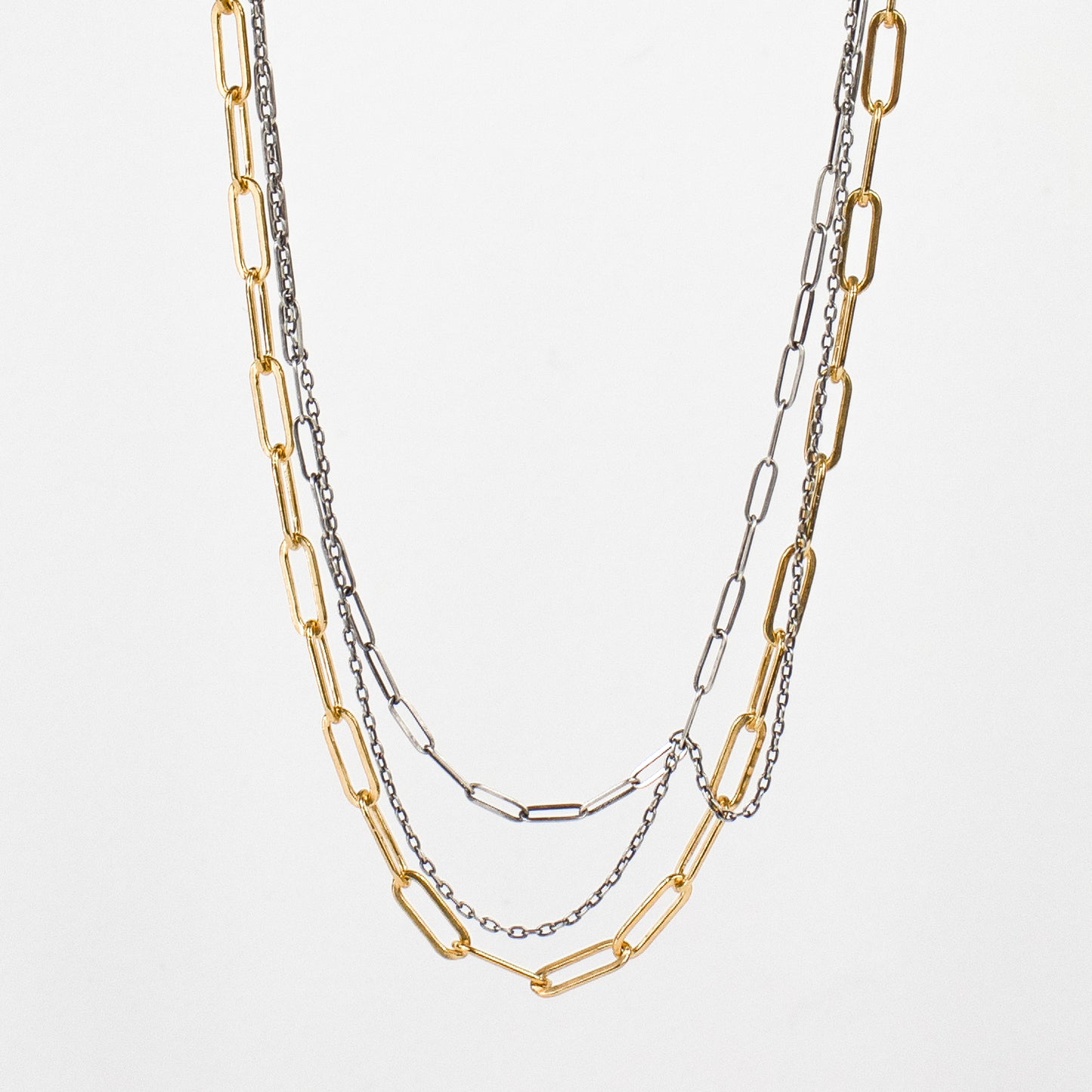 TANGLED GOLD & SILVER MIXED-CHAIN NECKLACE
