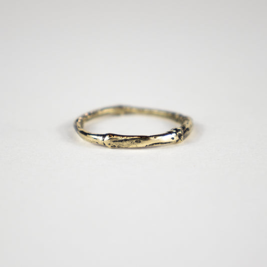 Solid reclaimed 10k gold branch band equally great alone or stacked handmade and finished in our Catskills store-studio.