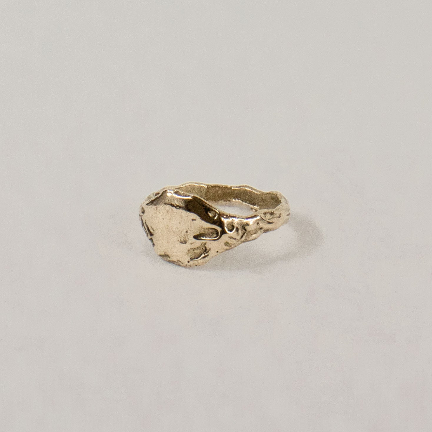 Melted signet ring available in 10k gold or sterling silver handmade and finished in our Catskills store-studio