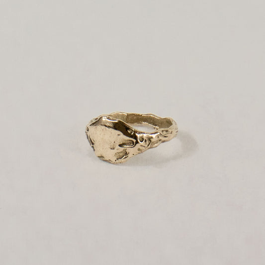 Melted signet ring available in 10k gold or sterling silver handmade and finished in our Catskills store-studio