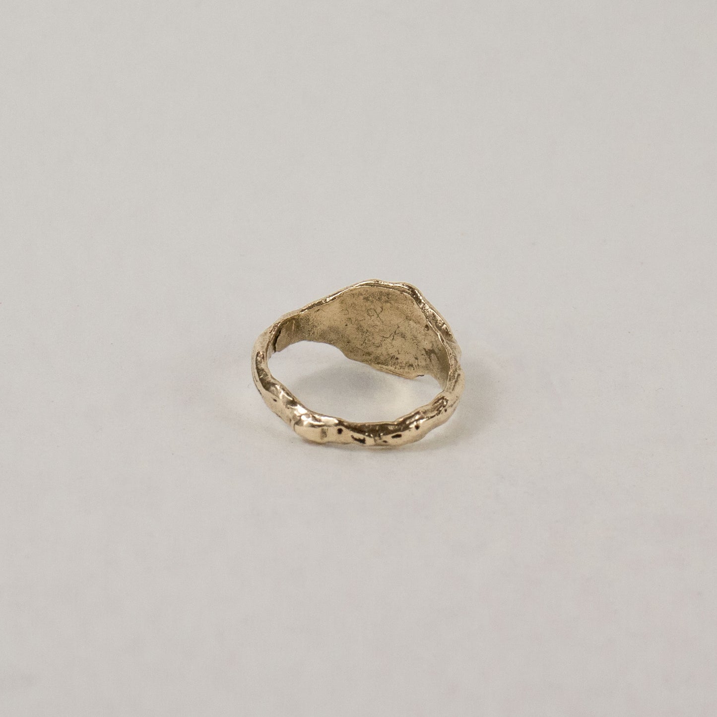 Melted signet ring available in 10k gold or sterling silver handmade and finished in our Catskills store-studio