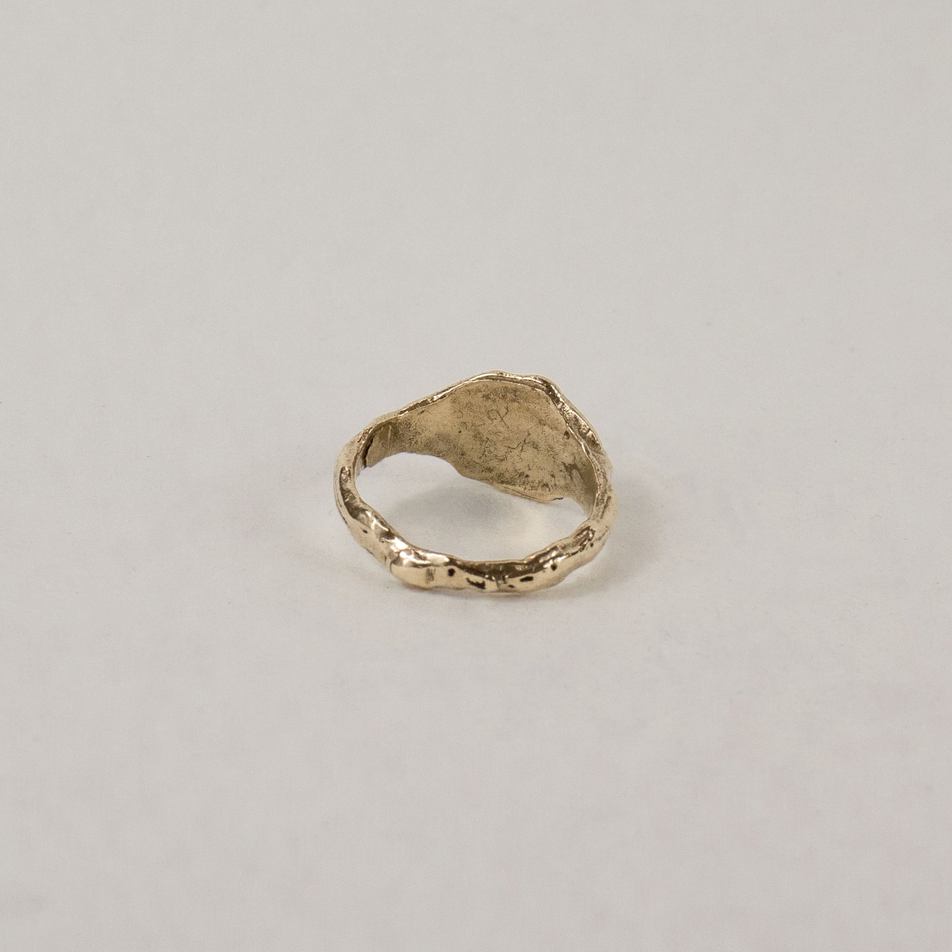 Melted signet ring available in 10k gold or sterling silver handmade and finished in our Catskills store-studio