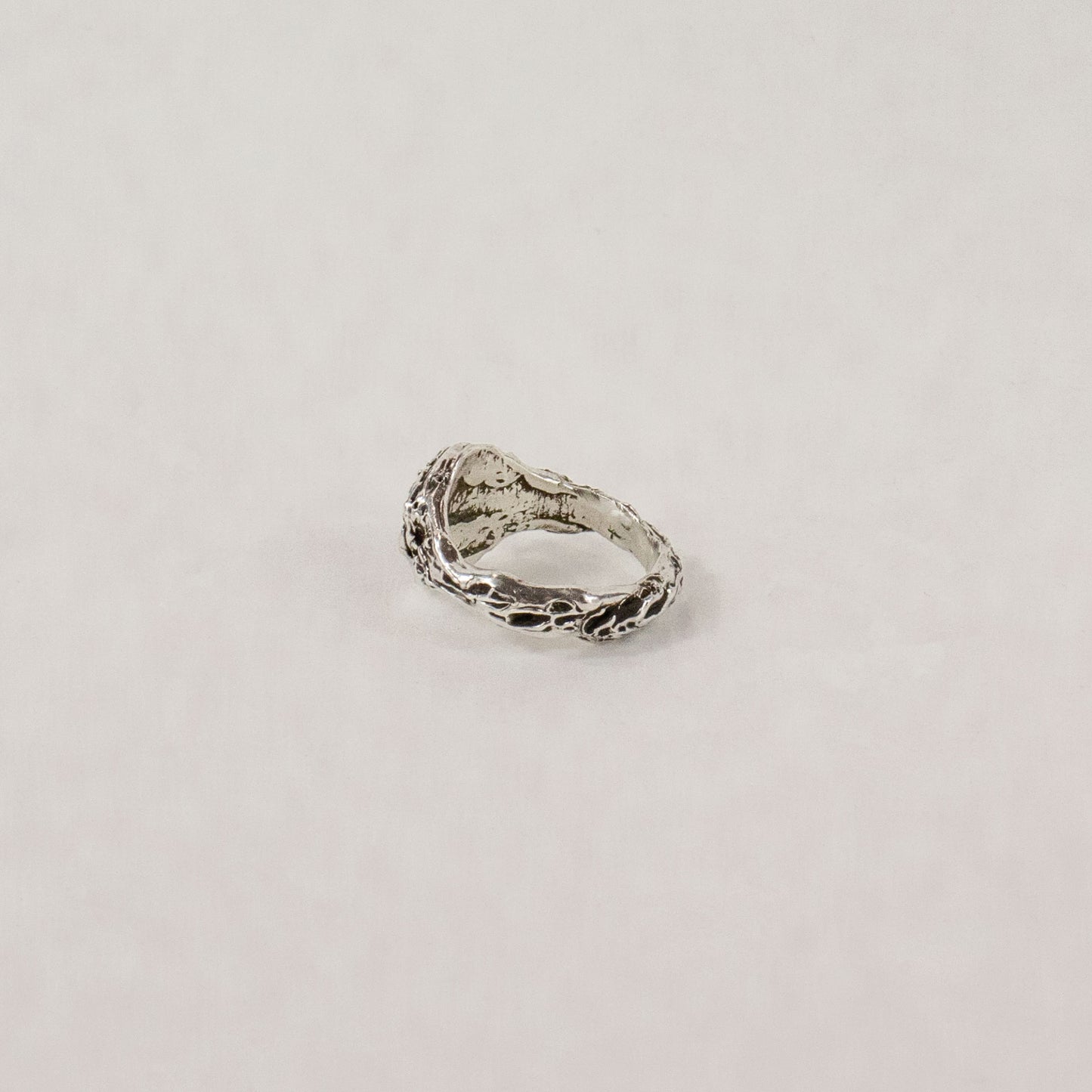 Sterling silver textured signet ring handmade and finished in our Catskills store-studio