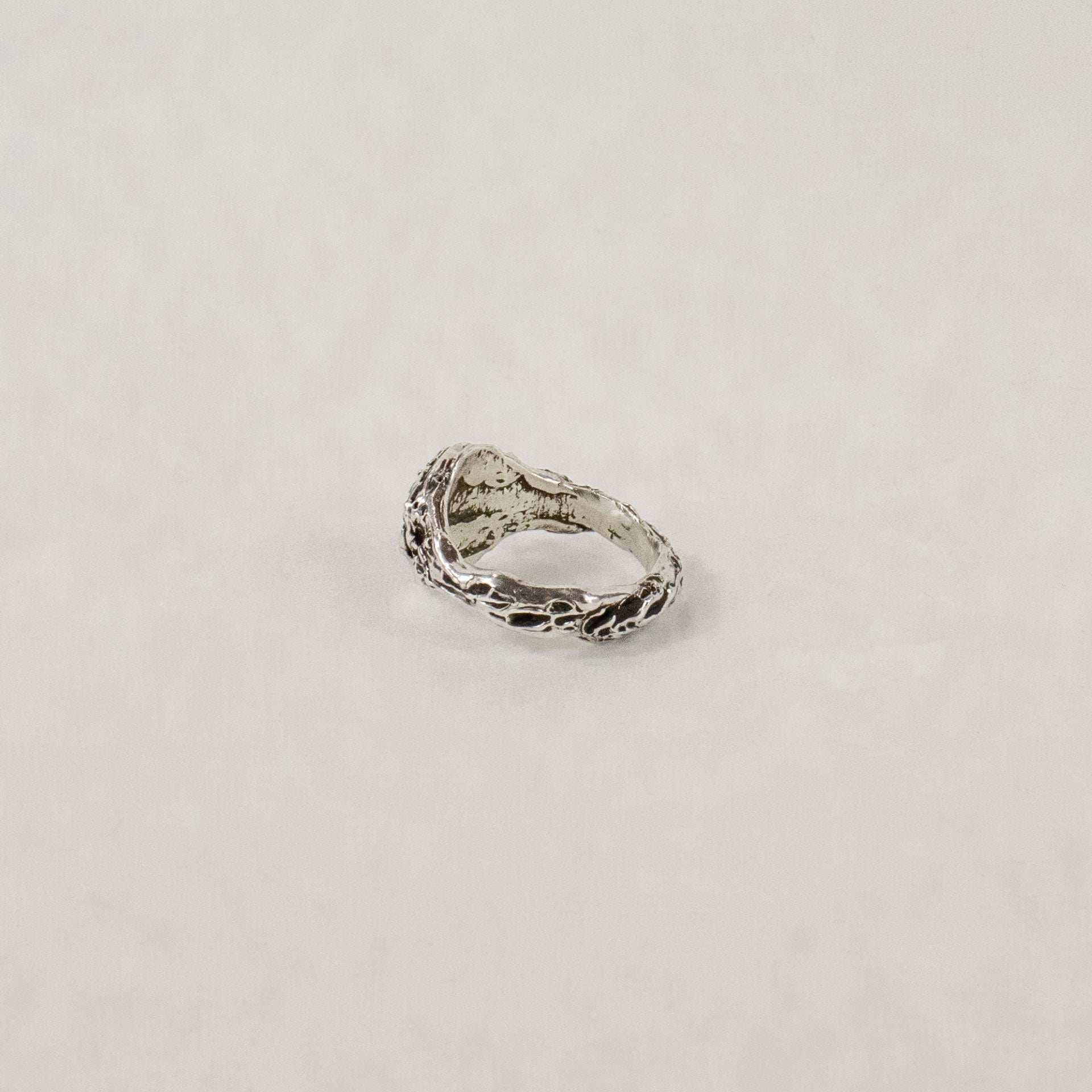 Sterling silver textured signet ring handmade and finished in our Catskills store-studio