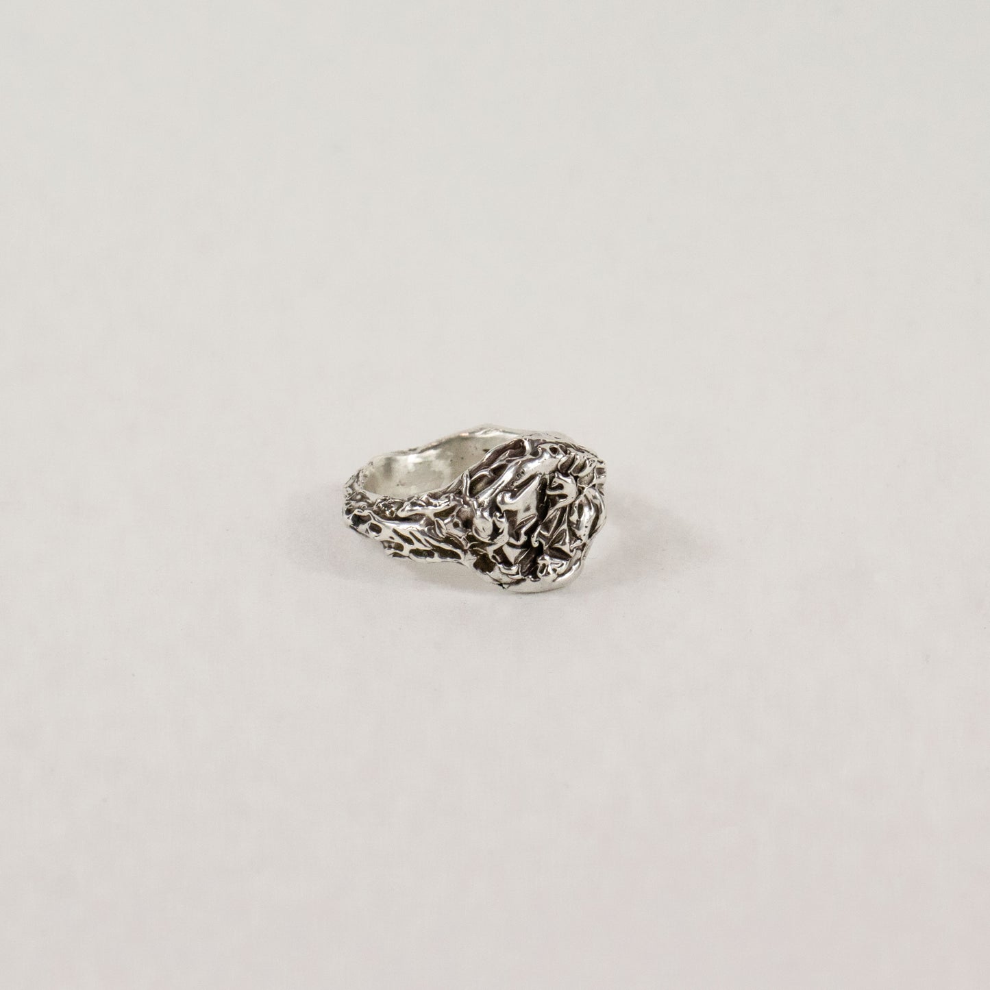 Sterling silver textured signet ring handmade and finished in our Catskills store-studio