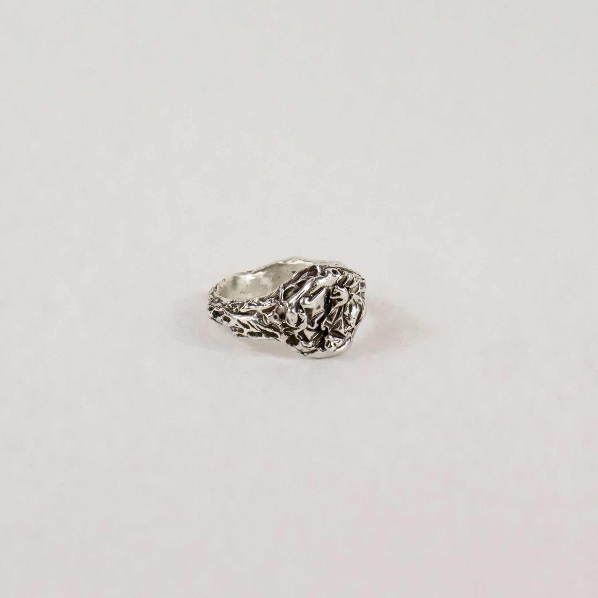 Sterling silver textured signet ring handmade and finished in our Catskills store-studio