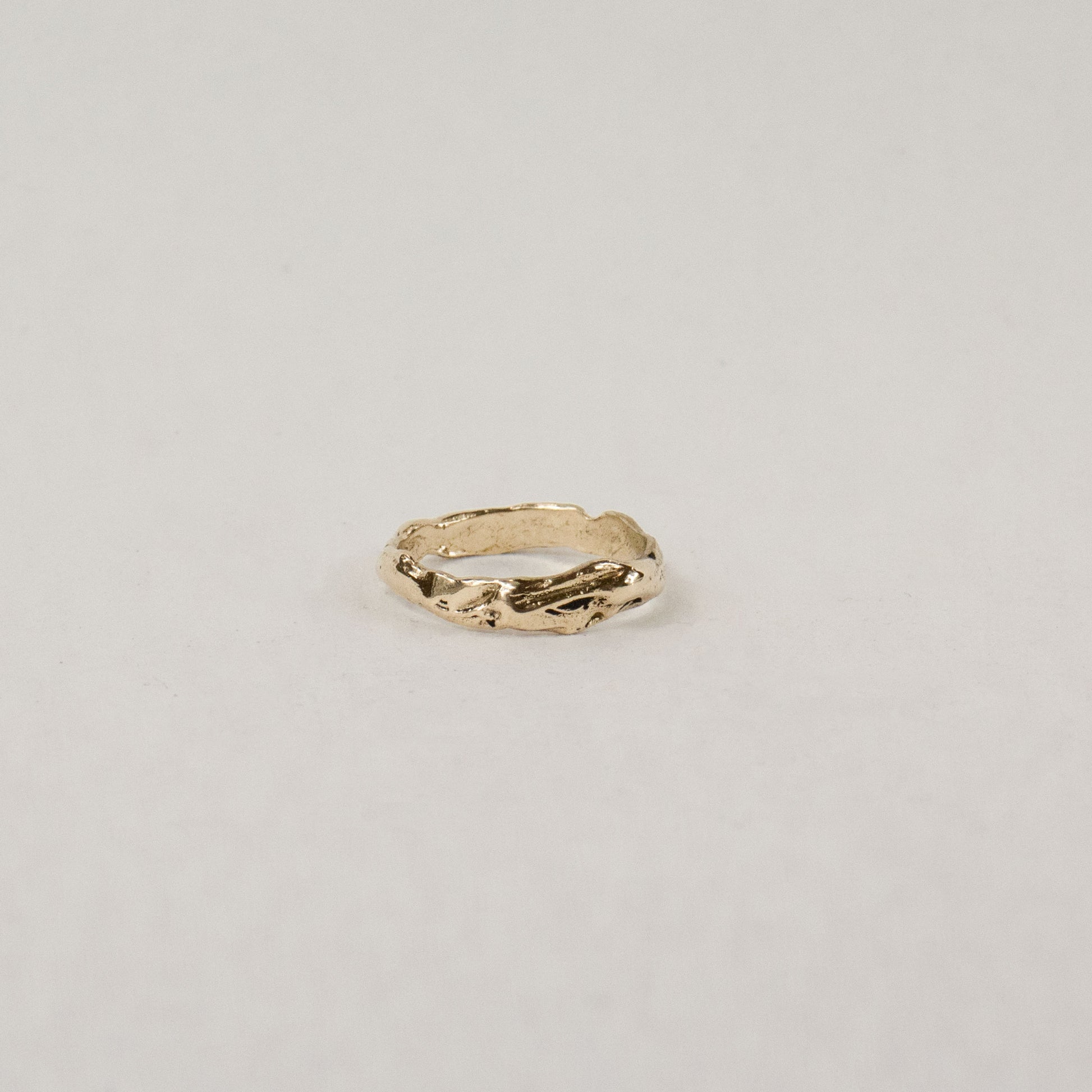 Melted 10k gold band also available in sterling silver handmade and finished in our Catskills store-studio