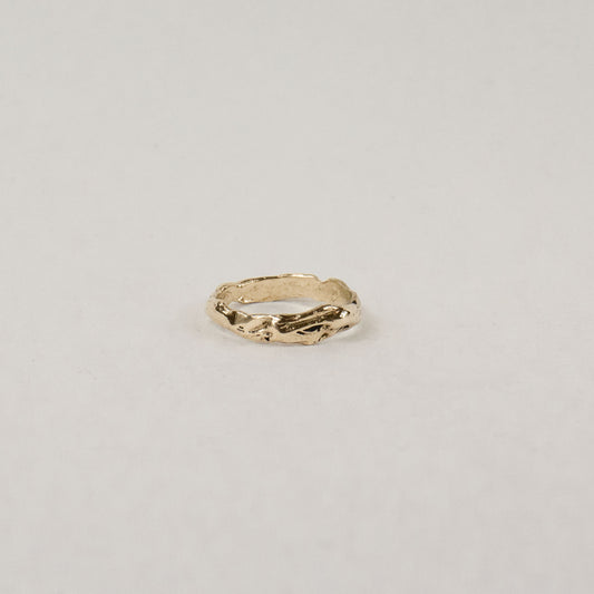Melted 10k gold band also available in sterling silver handmade and finished in our Catskills store-studio