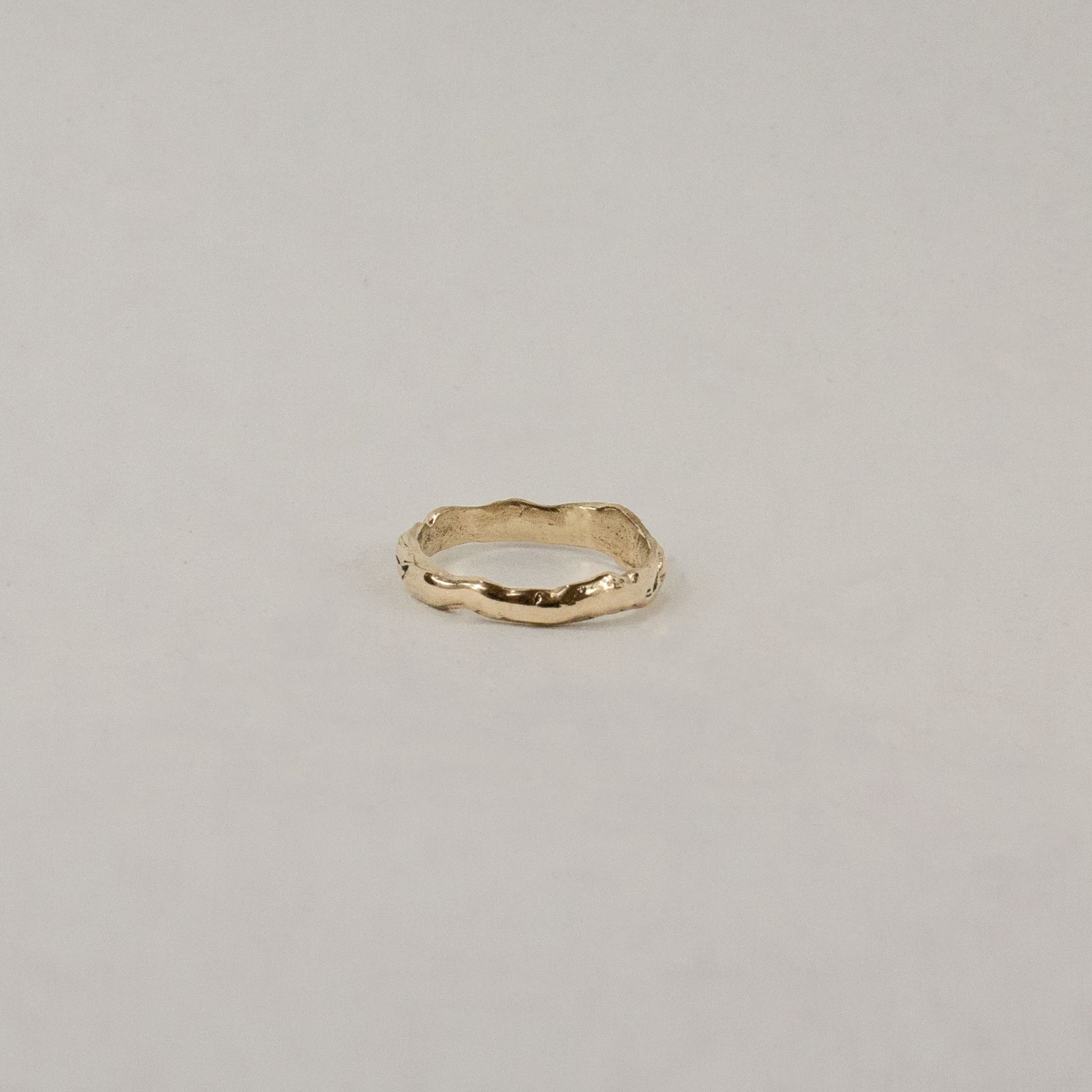 Melted 10k gold band also available in sterling silver handmade and finished in our Catskills store-studio