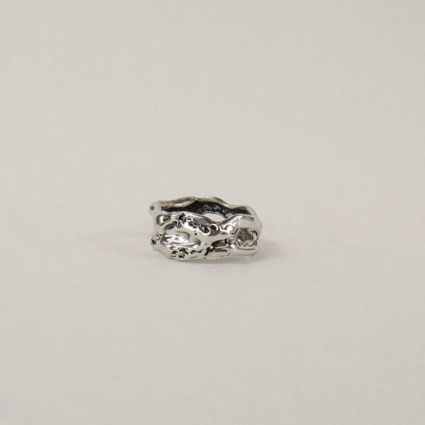 Sterling silver melted lace ring handmade and finished in our Catskills store-studio