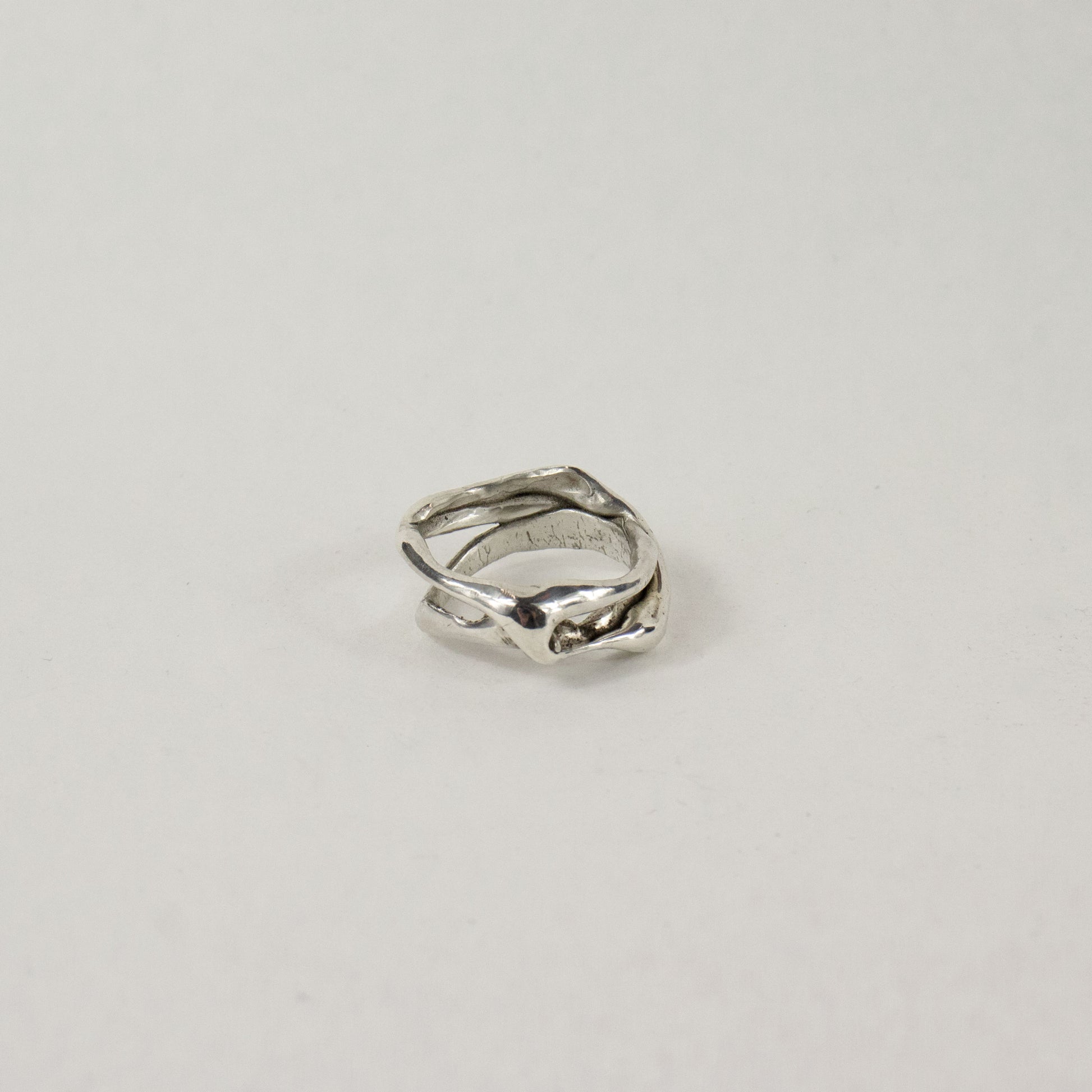 Sterling silver melted wave ring handmade and finished in our Catskills store-studio