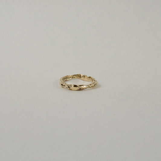 Melted 10k gold thin band also available in sterling silver handmade and finished in our Catskills store-studio