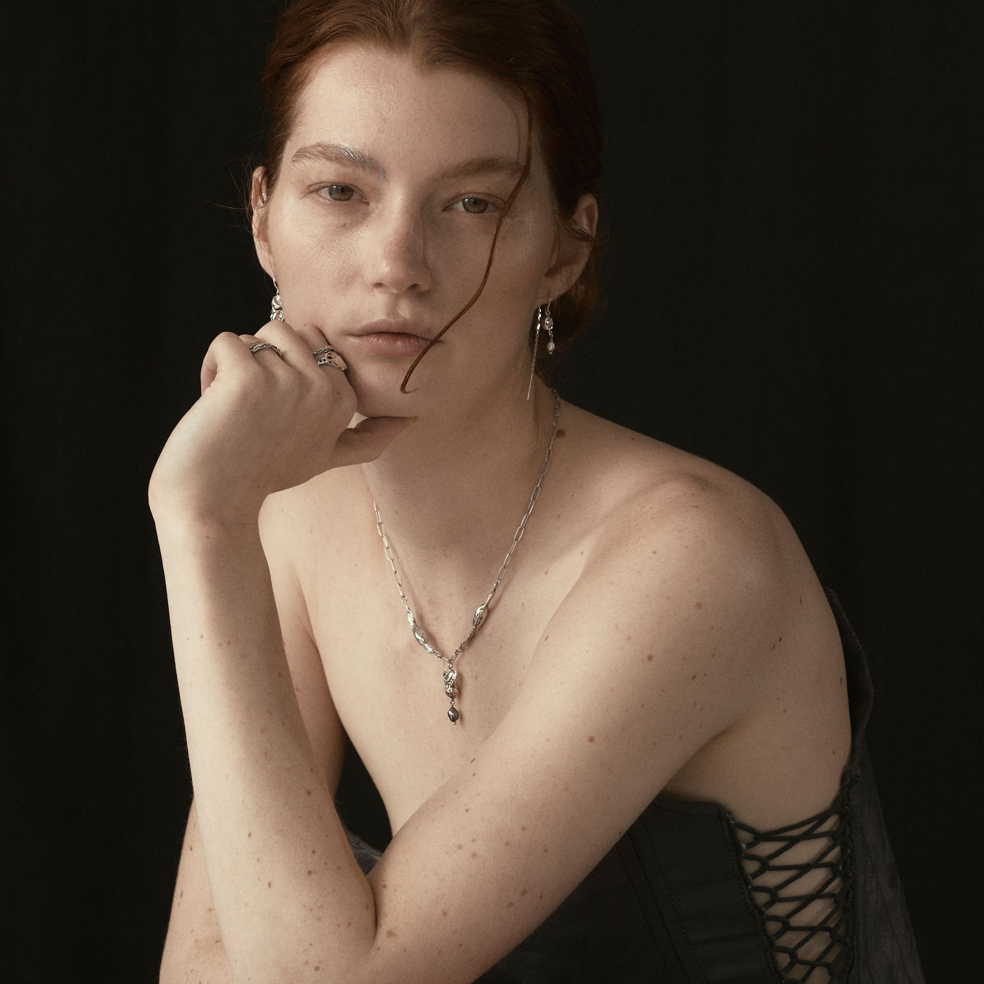 Reclaimed sterling silver or brass seaweed pods with a freshwater pearl drop dangling from sterling hooks and fine chain handmade and finished in our Catskills store-studio.