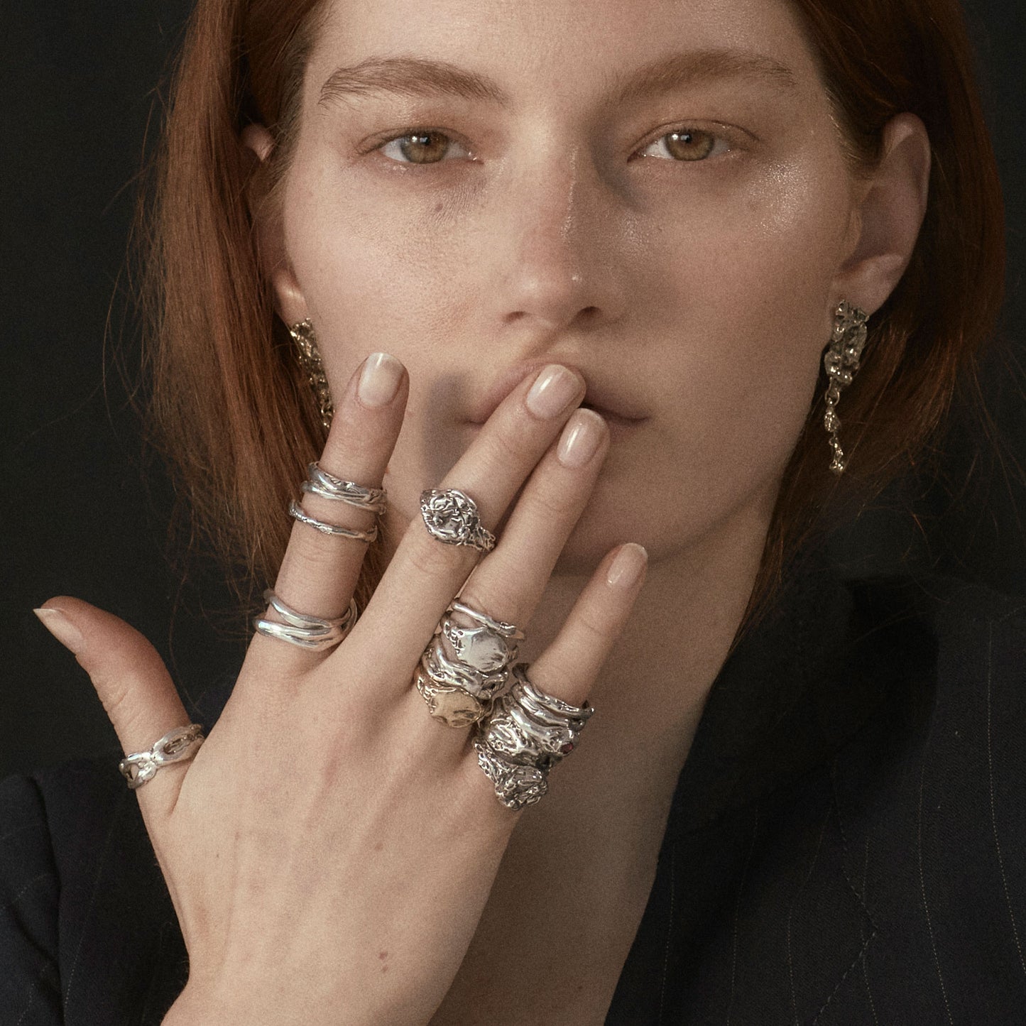 Sterling silver textured signet ring handmade and finished in our Catskills store-studio
