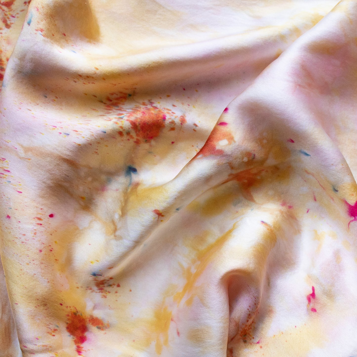 100% silk pillowcases hand-dyed by us. Not only luxurious, but good for the health of your skin and hair as silk is less apt to absorb moisture or to bunch which helps reduce wrinkles and split ends bridging the divide between beauty and wellness.