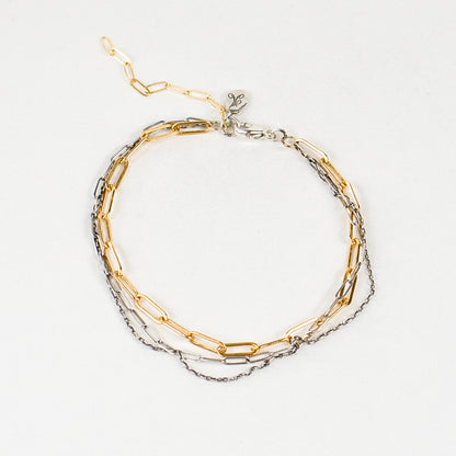 TANGLED GOLD & SILVER MIXED-CHAIN BRACELET