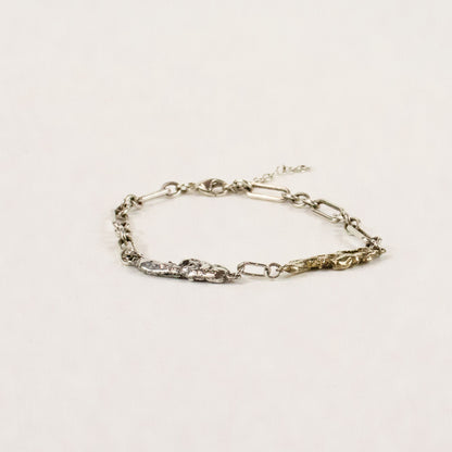Sterling silver and brass seaweed pieces measuring 1 inch in length each on heavy sterling chain handmade and finished in our Catskills store-studio