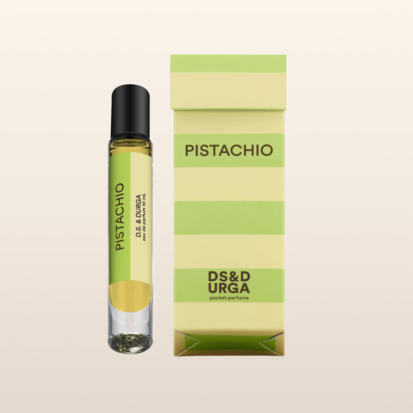 D.S. & DURGA's oil-based pocket perfume is made in New York and ready to go anywhere with top notes of pistachio and cardamom coupled with roasted almond and a base of patchouli and vanilla crème in a 10 ml glass bottle roll-on.
