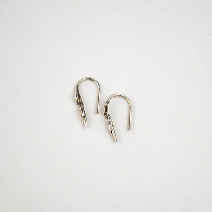 Solid reclaimed sterling silver branch-bud 0.75 inch earrings with sterling stems handmade and finished in our Catskills store-studio.