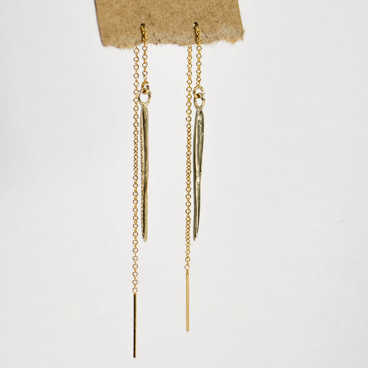 GOLD SPIKE THREADER EARRINGS