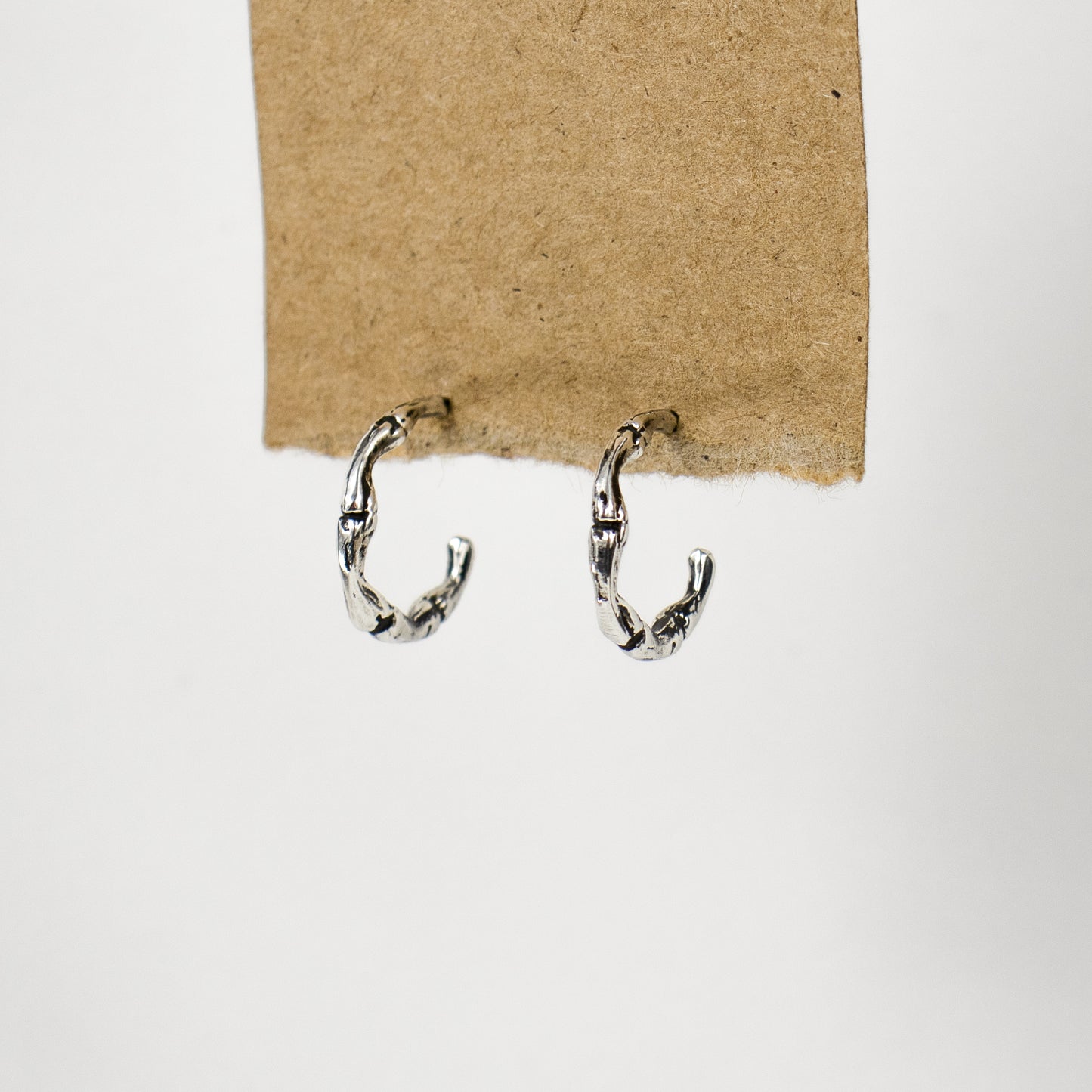 SILVER SPINE OPEN HOOP EARRINGS