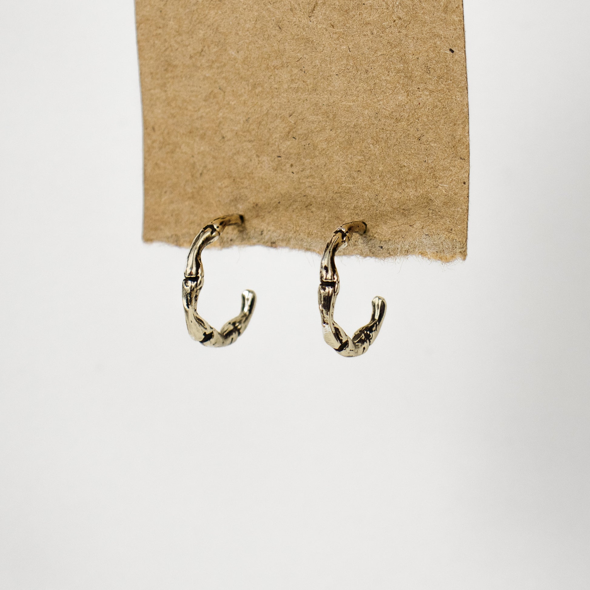brass spine open hoop earrings 1 inch in diameter with sterling silver posts