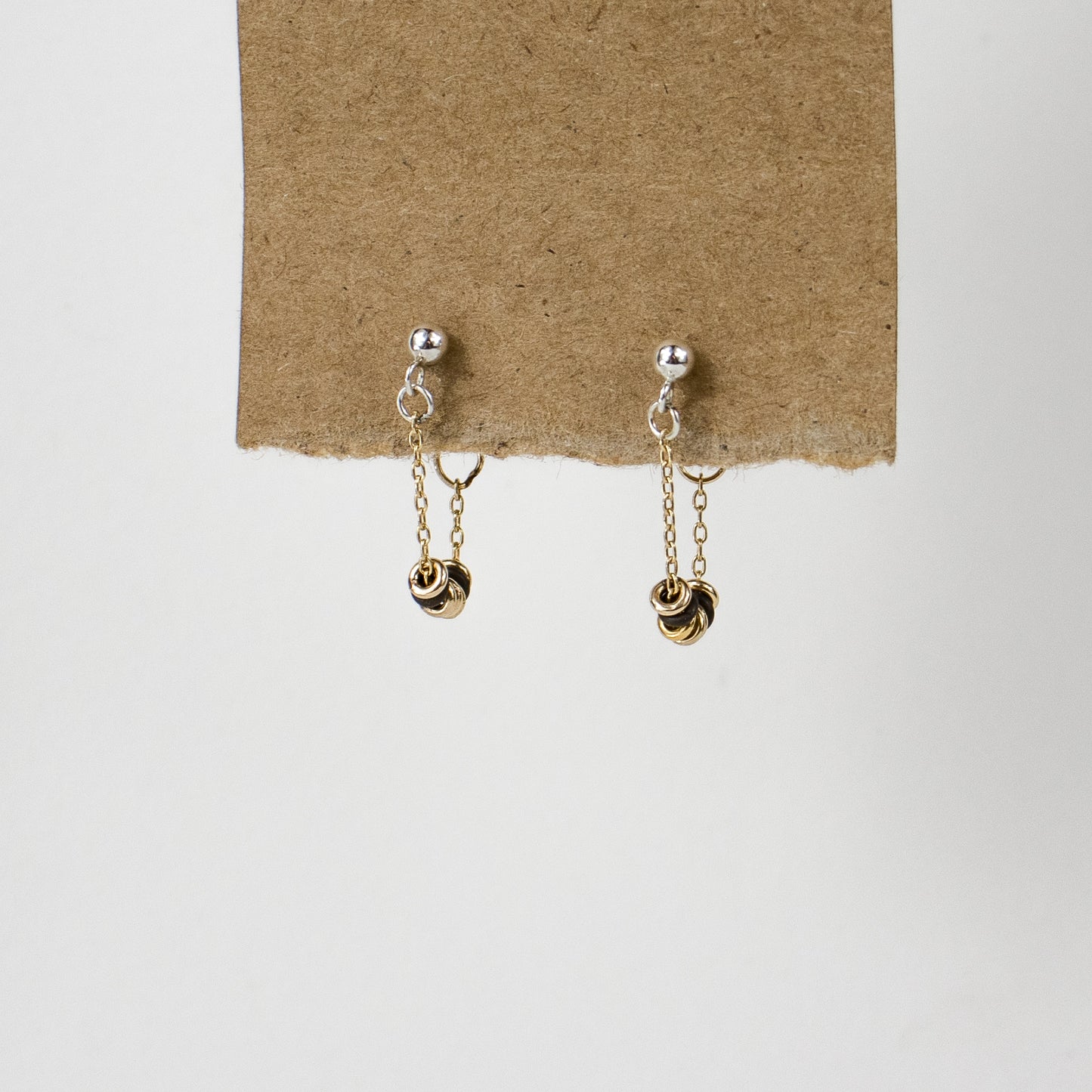 SILVER & GOLD JUMP-RING CHAIN HOOP EARRINGS