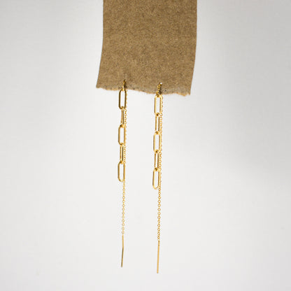 Gold-filled paperclip and fine chain threaders are a must. Equally good alone or layered with others handmade and finished in our Catskills store-studio with reclaimed precious metals and available as singles to mix-and-match.