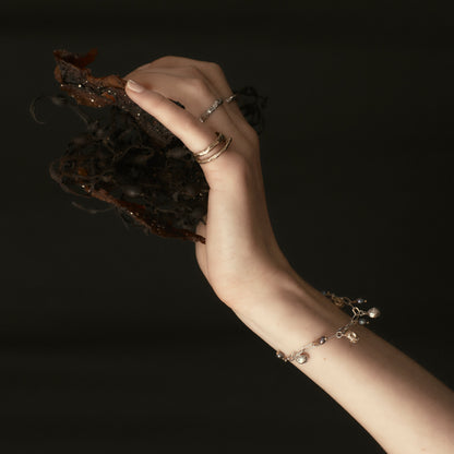 MIXED-METAL SEAWEED PODS & PEARLS BRACELET