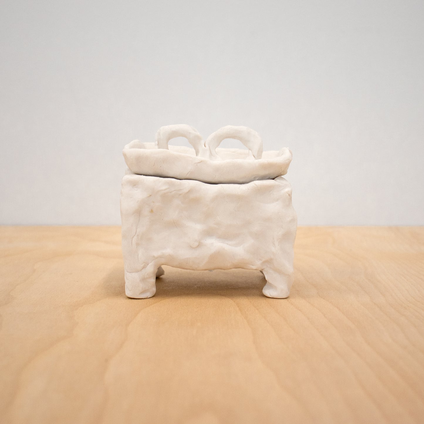 Unique 4.25 x 4.25 x 3.5 inch hand-built, porcelain treasure box by Bobbi Salvör Menuez.