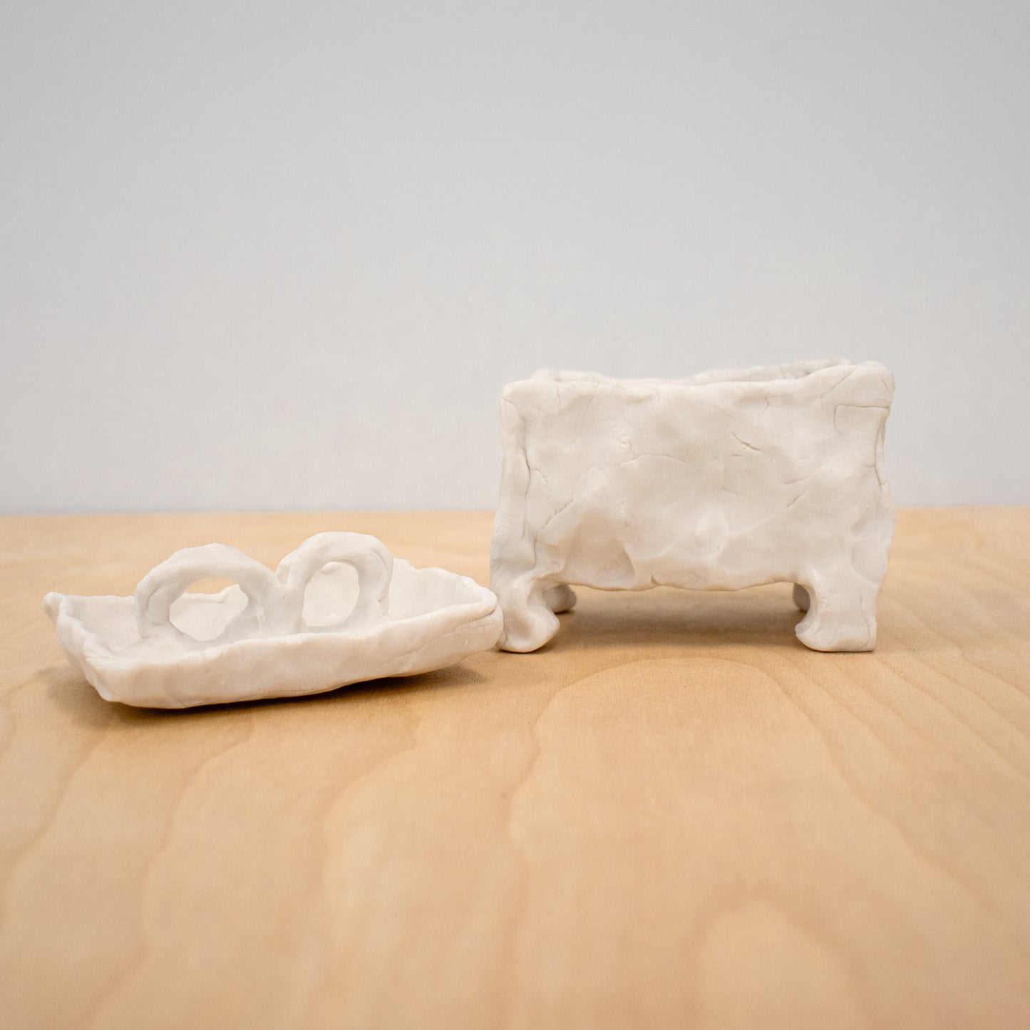 Unique 4.25 x 4.25 x 3.5 inch hand-built, porcelain treasure box by Bobbi Salvör Menuez.