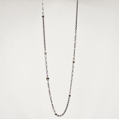 Reclaimed sterling silver mixed-chain adjustable 18 - 22 inches with sterling and gold-filled jump-rings handmade and finished in our Catskills store-studio.