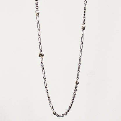 Reclaimed sterling silver mixed-chain adjustable 18 - 22 inches with sterling and gold-filled jump-rings handmade and finished in our Catskills store-studio.