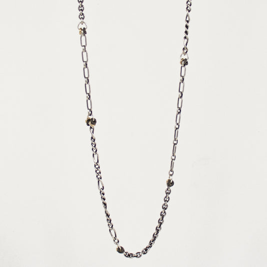 Reclaimed sterling silver mixed-chain adjustable 18 - 22 inches with sterling and gold-filled jump-rings handmade and finished in our Catskills store-studio.