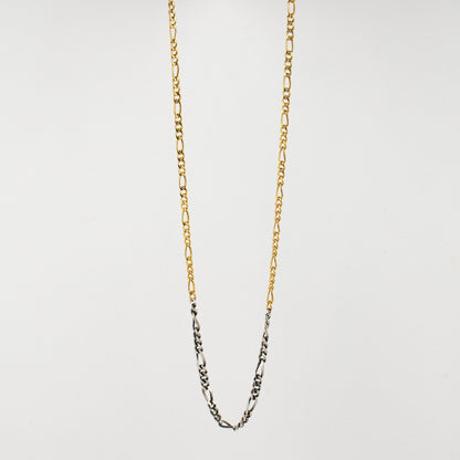 Reclaimed sterling silver and gold-filled mixed-size Figaro chains adjustable 18 - 22 inches and handmade and finished in our Catskills store-studio.