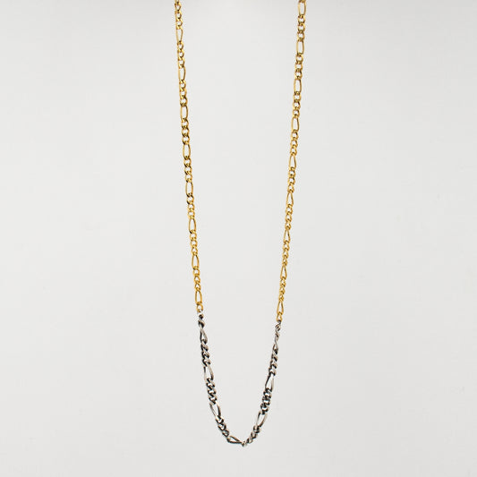 Reclaimed sterling silver and gold-filled mixed-size Figaro chains adjustable 18 - 22 inches and handmade and finished in our Catskills store-studio.