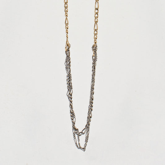 Tangled reclaimed sterling silver and gold-filled mixed Figaro chains adjustable 20 - 24 inches and handmade and finished in our Catskills store-studio.