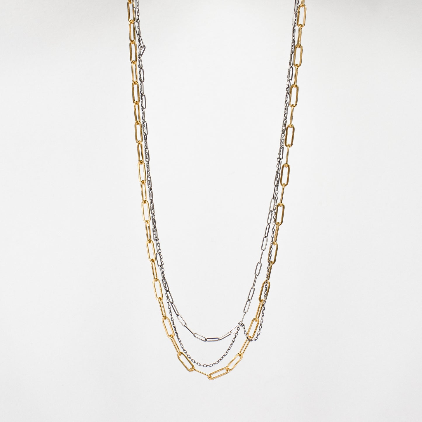 TANGLED GOLD & SILVER MIXED-CHAIN NECKLACE