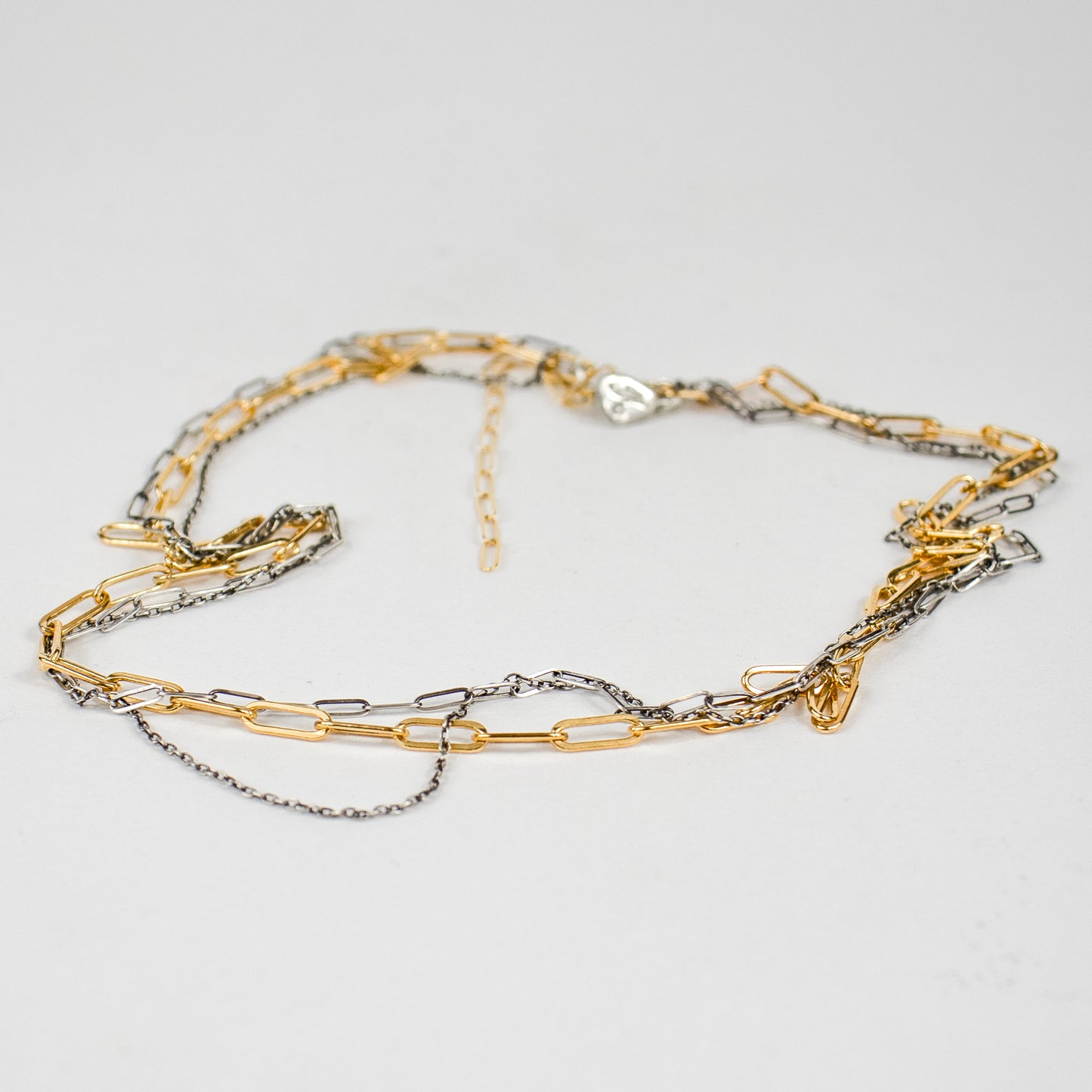 TANGLED GOLD & SILVER MIXED-CHAIN NECKLACE