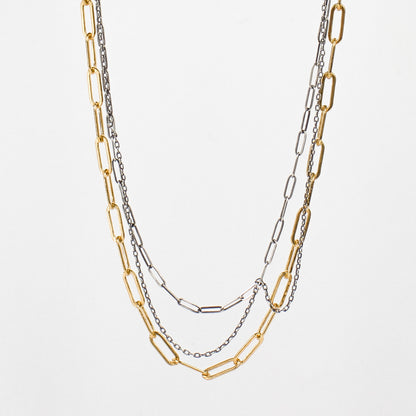 TANGLED GOLD & SILVER MIXED-CHAIN NECKLACE