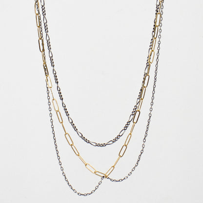 Tangled gold-filled and sterling silver fine mixed-chains adjustable 16 - 18 inches handmade and finished in our Catskills store-studio.