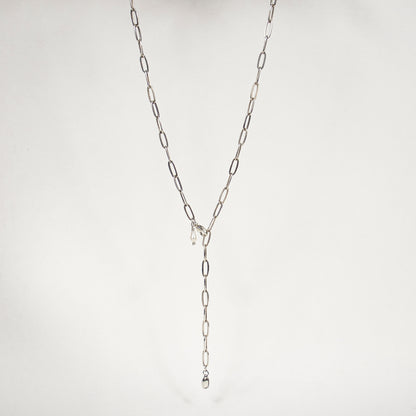 SILVER SEED & PEARL PAPERCLIP CHAIN CHOKER