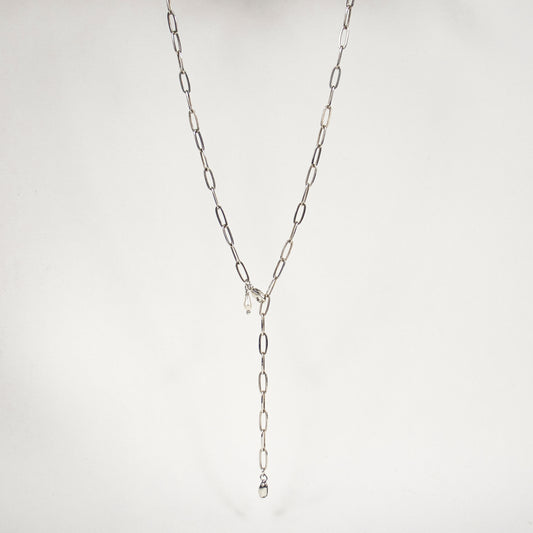 SILVER SEED & PEARL PAPERCLIP CHAIN CHOKER