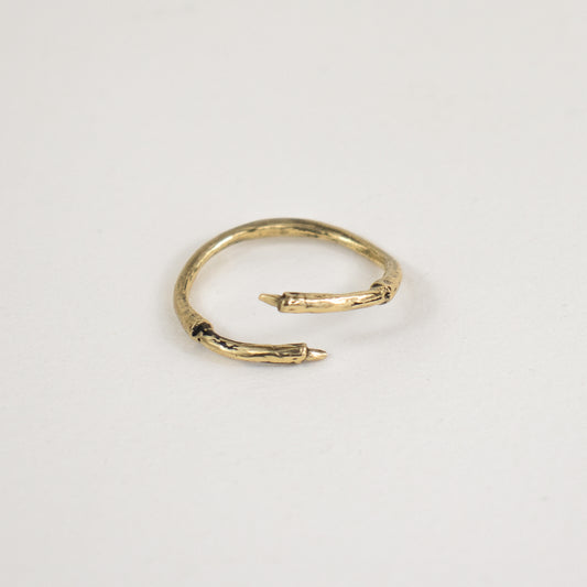 Solid reclaimed 10k gold wraparound branch ring adjustable to sizes 5.5 - 9.5 handmade and finished in our Catskills store-studio by Icelandic designer, Johanna Methusalemsdottir.