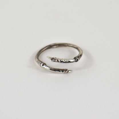 Solid reclaimed sterling silver wraparound branch ring adjustable to sizes 5.5 - 9.5 handmade and finished in our Catskills store-studio by Icelandic designer, Johanna Methusalemsdottir.