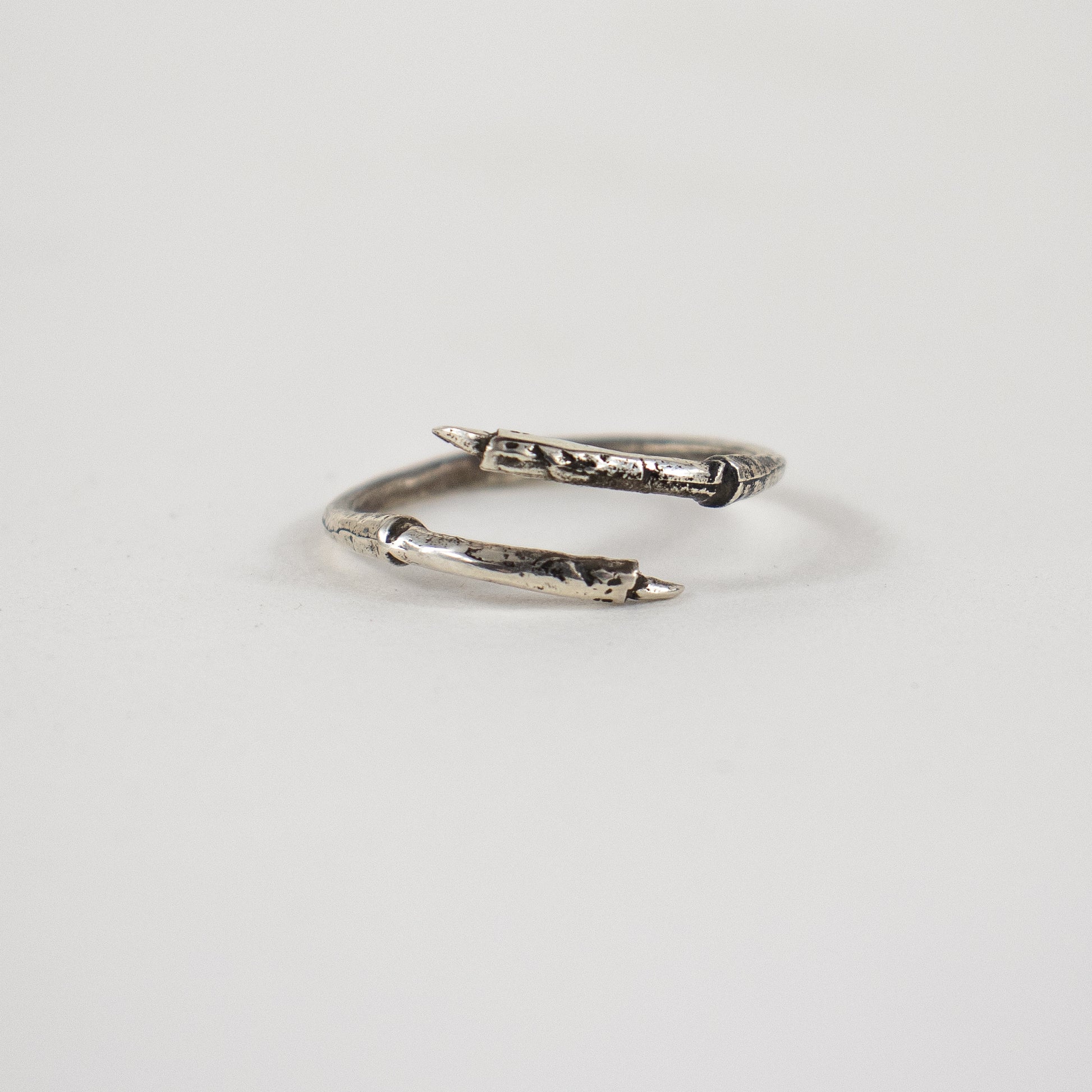 Solid reclaimed sterling silver wraparound branch ring adjustable to sizes 5.5 - 9.5 handmade and finished in our Catskills store-studio by Icelandic designer, Johanna Methusalemsdottir.